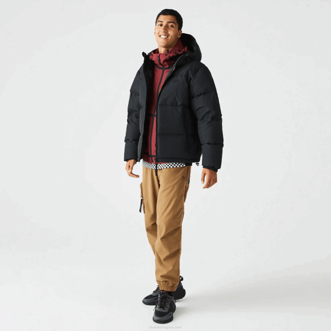 negro 031 VVL0A1210 hombres Lacoste chamarra acolchada repelente al agua