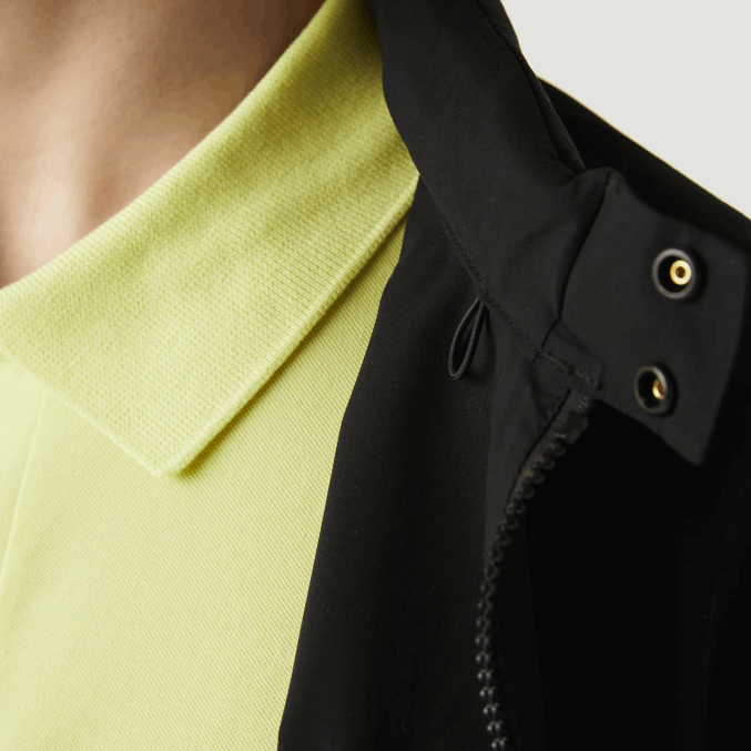 negro 031 VVL0A1314 hombres Lacoste chamarra corta resistente al agua con cremallera