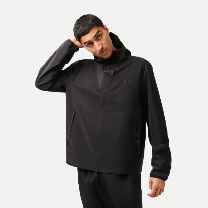 negro 031 VVL0A388 hombres Lacoste chamarra deportiva corta impermeable