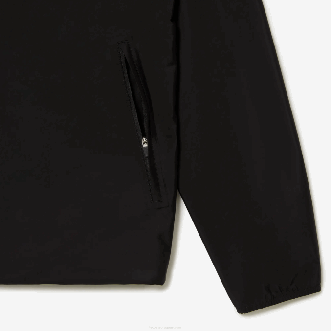 negro 031 VVL0A388 hombres Lacoste chamarra deportiva corta impermeable