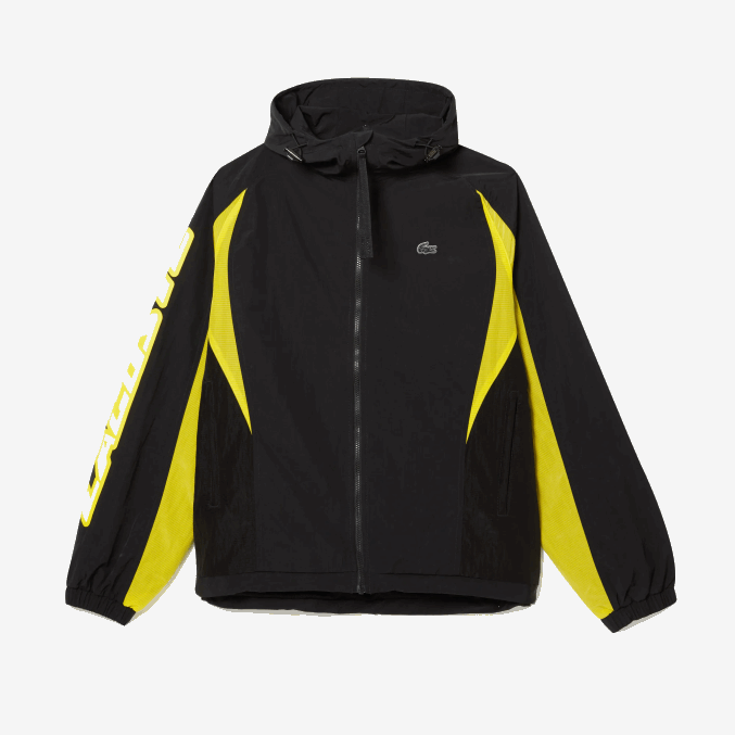 negro amarillo tj6 VVL0A1238 hombres Lacoste chamarra Heritage con diseño colour block