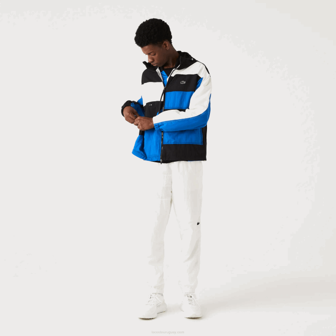 negro azul blanco se1 VVL0A1248 hombres Lacoste chaqueta con efecto patchwork