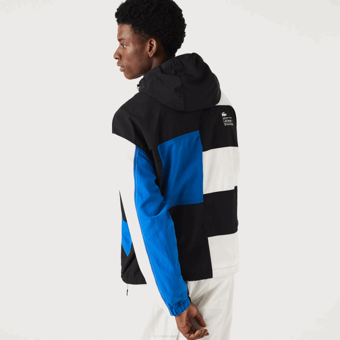 negro azul blanco se1 VVL0A1248 hombres Lacoste chaqueta con efecto patchwork