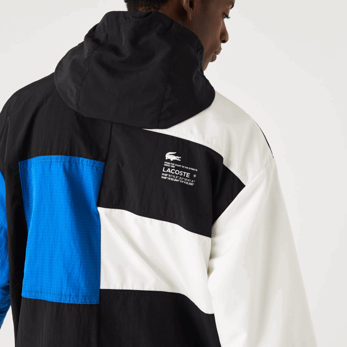 negro azul blanco se1 VVL0A1248 hombres Lacoste chaqueta con efecto patchwork