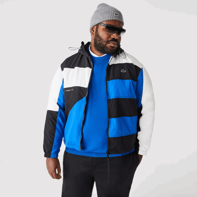 negro azul blanco se1 VVL0A1248 hombres Lacoste chaqueta con efecto patchwork
