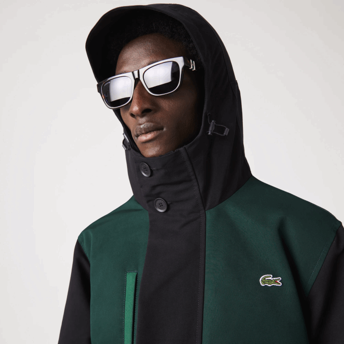 negro azul verde ndn VVL0A1247 hombres Lacoste chamarra de sarga con bloques de color repelente al agua