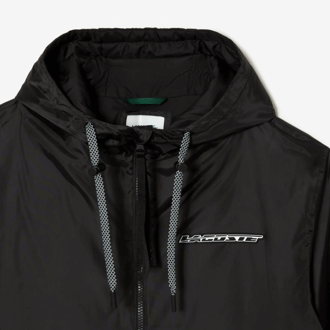 negro c31 VVL0A389 hombres Lacoste chamarra corta acolchada con capucha