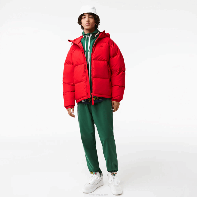 rojo 240 VVL0A1212 hombres Lacoste chamarra acolchada repelente al agua