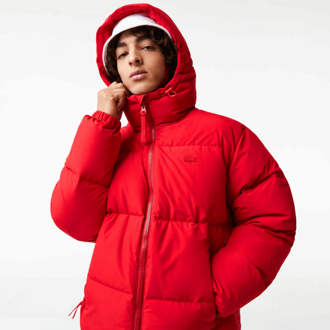 rojo 240 VVL0A1212 hombres Lacoste chamarra acolchada repelente al agua