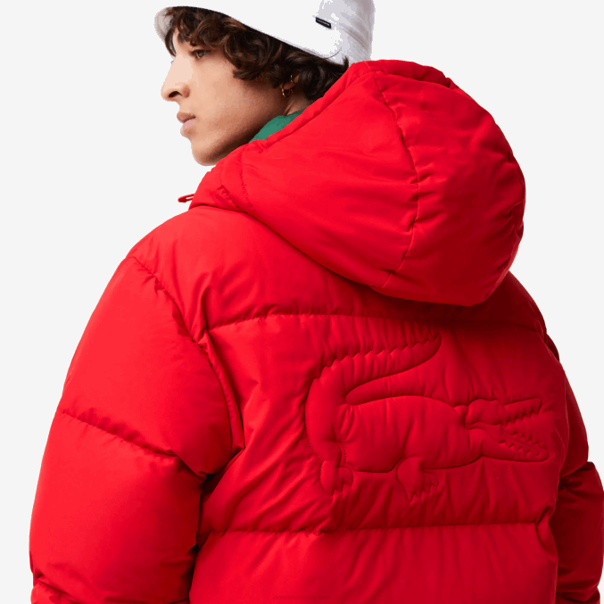 rojo 240 VVL0A1212 hombres Lacoste chamarra acolchada repelente al agua