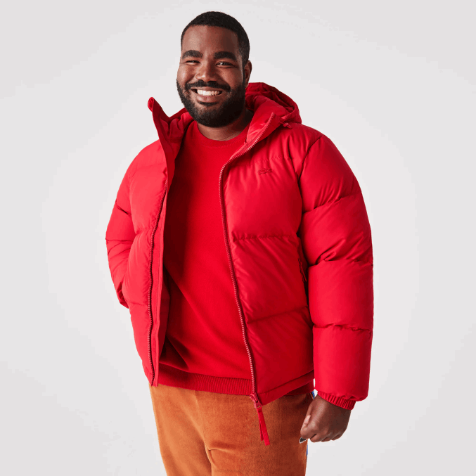 rojo 240 VVL0A1212 hombres Lacoste chamarra acolchada repelente al agua