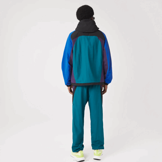 verde azul púrpura negro tr4 VVL0A1239 hombres Lacoste chamarra Heritage con diseño colour block