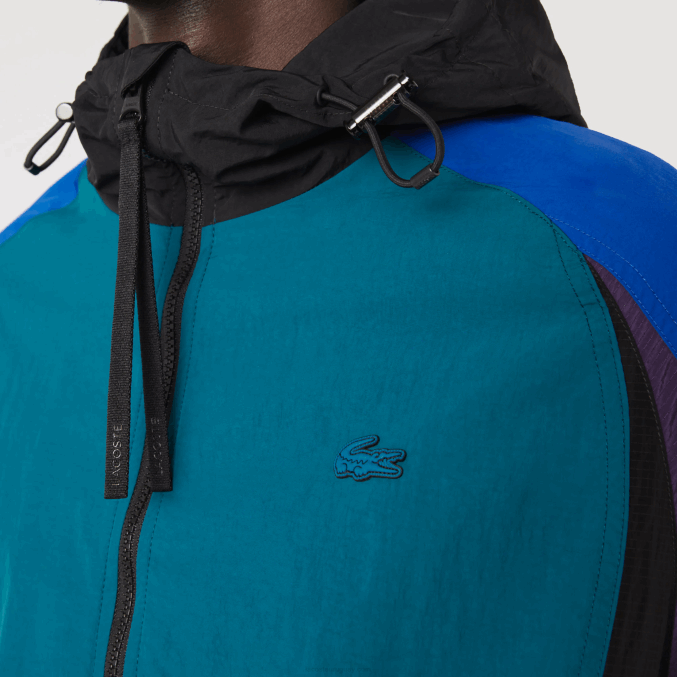 verde azul púrpura negro tr4 VVL0A1239 hombres Lacoste chamarra Heritage con diseño colour block