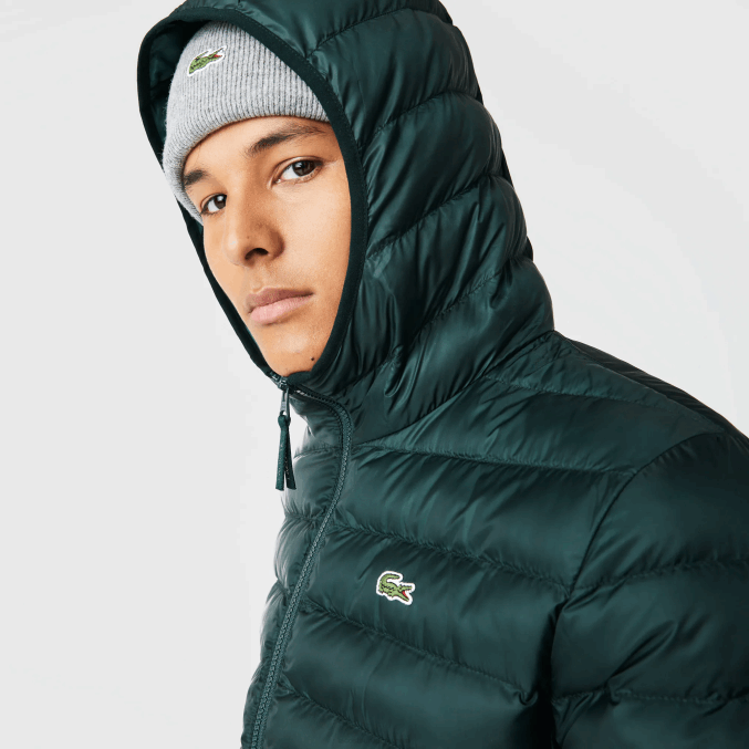 yzp verde VVL0A1265 hombres Lacoste chamarra capitonada con capucha