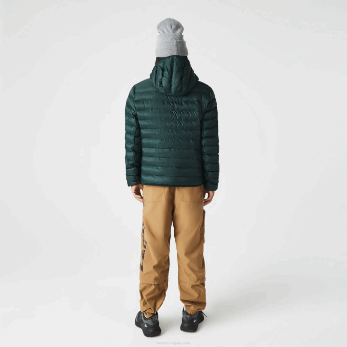 yzp verde VVL0A1265 hombres Lacoste chamarra capitonada con capucha