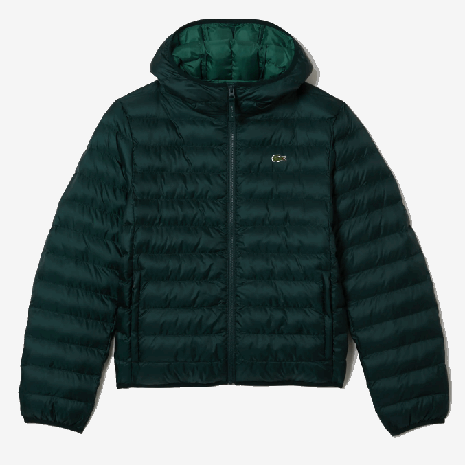 yzp verde VVL0A1265 hombres Lacoste chamarra capitonada con capucha
