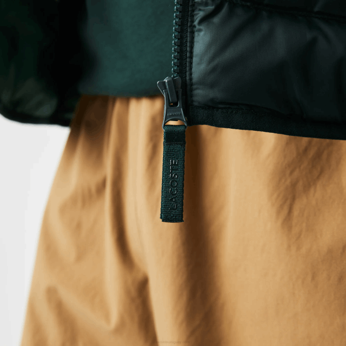 yzp verde VVL0A1265 hombres Lacoste chamarra capitonada con capucha