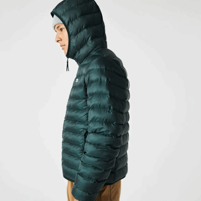 yzp verde VVL0A1265 hombres Lacoste chamarra capitonada con capucha