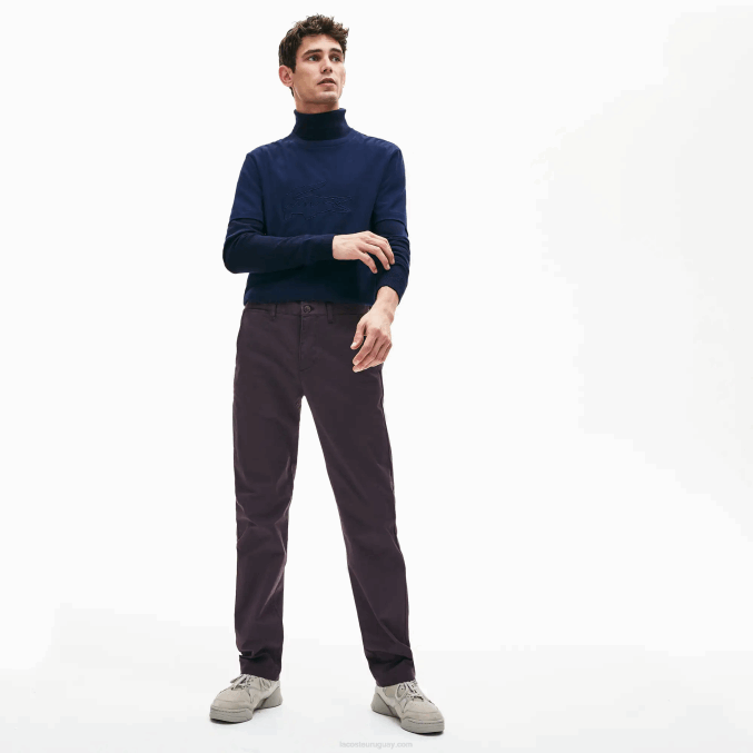 azul marino 166 VVL0A1656 hombres Lacoste pantalones chinos de algodón elástico