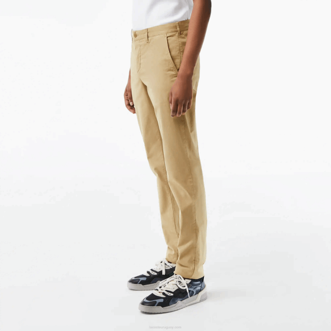 beige cb8 VVL0A499 hombres Lacoste chinos slim fit de algodón elástico
