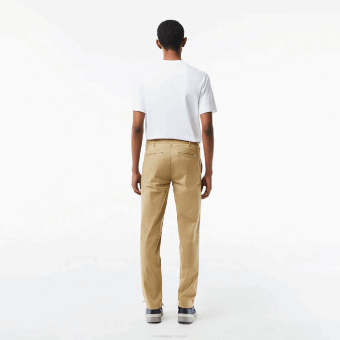 beige cb8 VVL0A499 hombres Lacoste chinos slim fit de algodón elástico