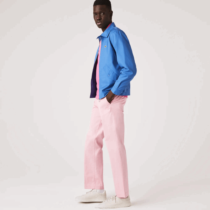 rosa 7 años VVL0A1635 hombres Lacoste pantalones chinos rectos de algodón orgánico