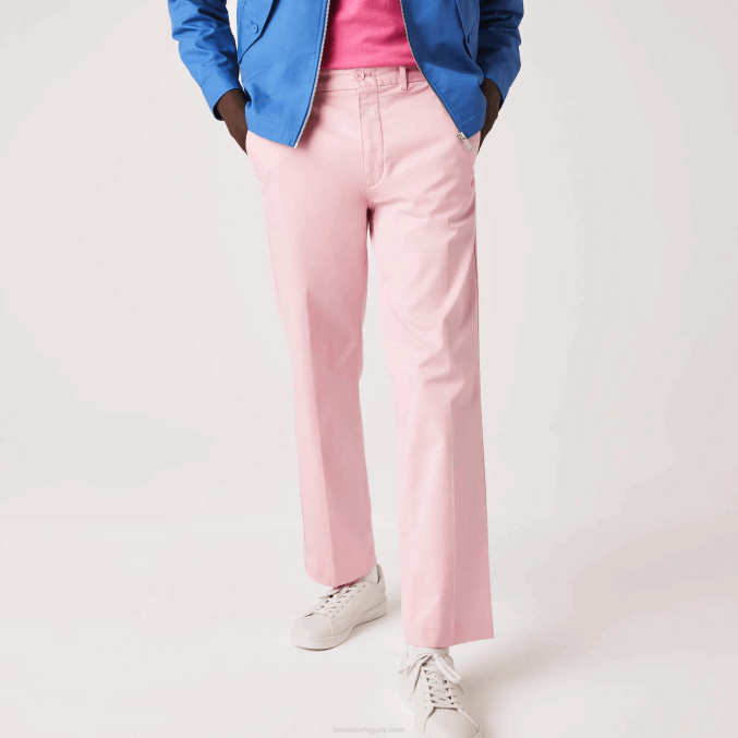 rosa 7 años VVL0A1635 hombres Lacoste pantalones chinos rectos de algodón orgánico