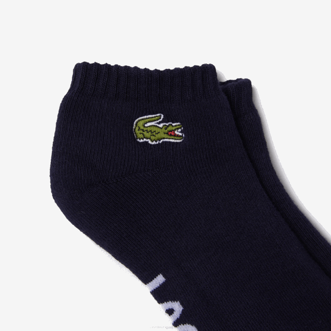 azul marino blanco 525 VVL0A1676 hombres Lacoste calcetines deportivos de corte bajo en algodón elástico