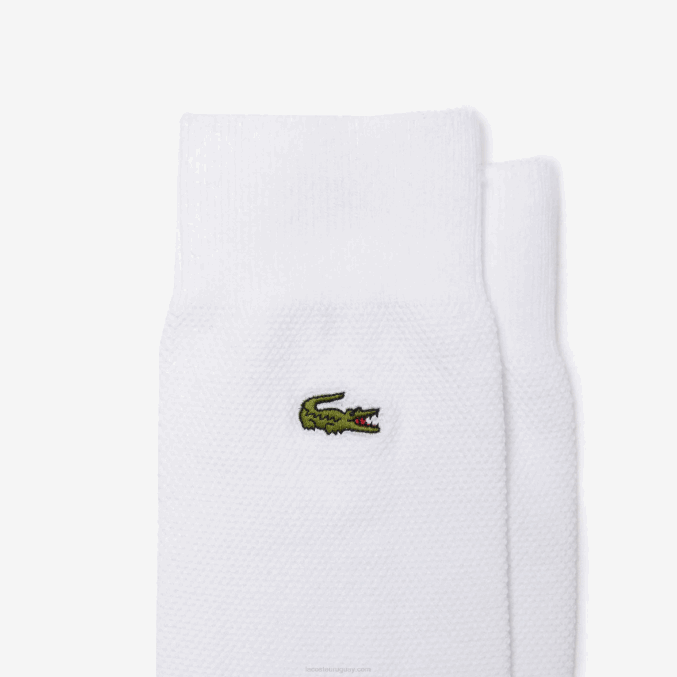 blanco 001 VVL0A1664 hombres Lacoste Pack de 3 pares de calcetines de corte alto en piqué de algodón