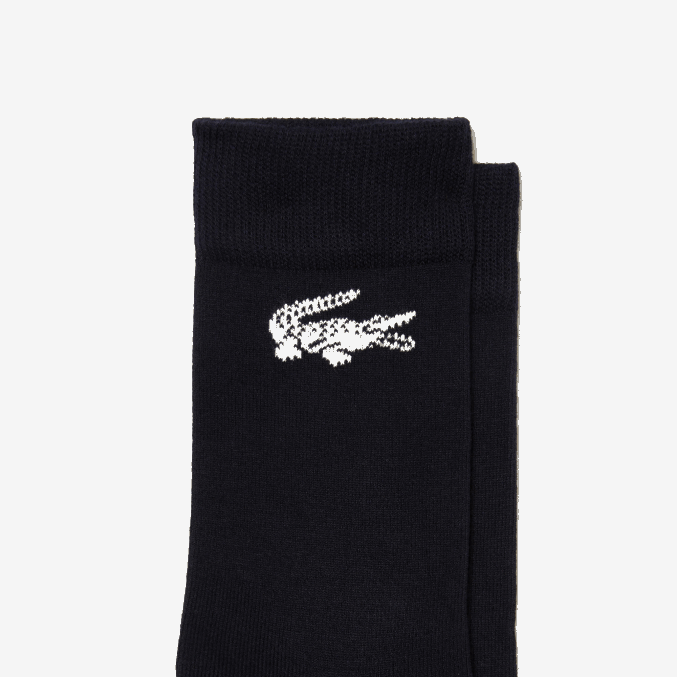 blanco azul marino ev0 VVL0A523 hombres Lacoste paquete de dos pares de calcetines de algodón orgánico hechos en Francia