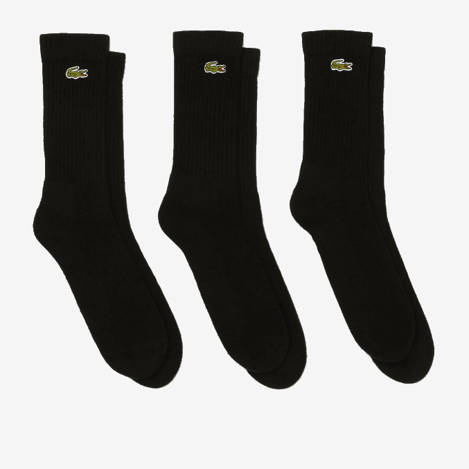 negro 8vm VVL0A537 hombres Lacoste calcetines sport corte alto pack de 3