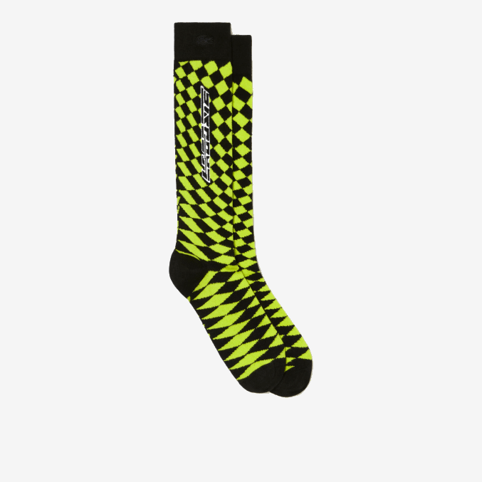 negro amarillo 9y2 VVL0A526 hombres Lacoste calcetines de compresión de tablero de ajedrez