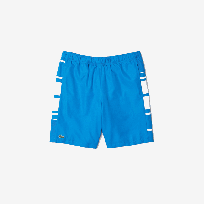 azul blanco 8px VVL0A1595 hombres Lacoste shorts deportivos con bandas laterales estampadas