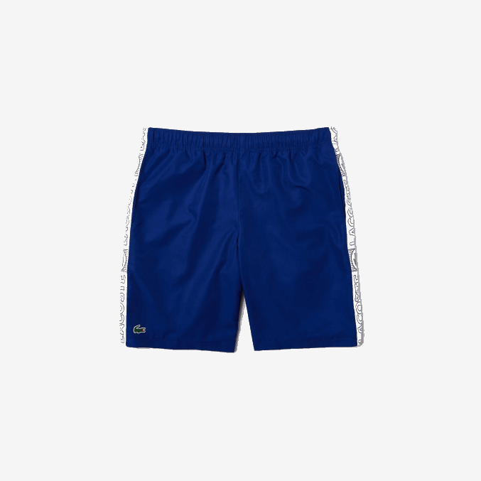 azul blanco emj VVL0A1505 hombres Lacoste shorts deportivos con franjas laterales
