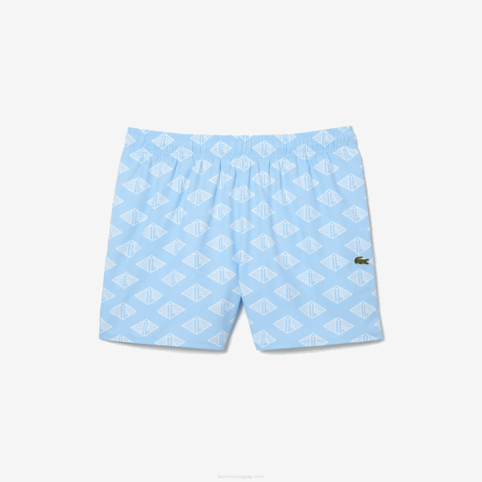 azul blanco fv2 VVL0A529 hombres Lacoste bañador con estampado de monograma de dos tonos