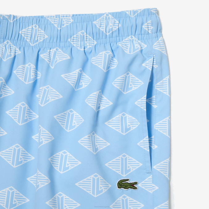 azul blanco fv2 VVL0A529 hombres Lacoste bañador con estampado de monograma de dos tonos