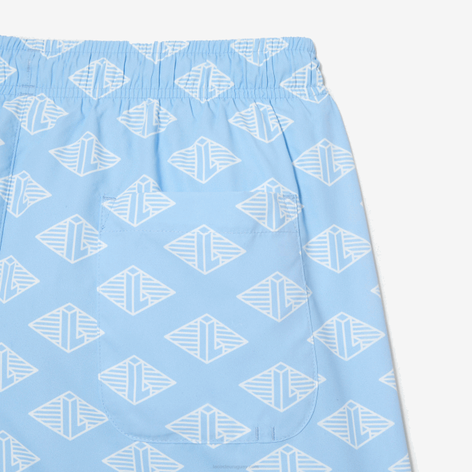 azul blanco fv2 VVL0A529 hombres Lacoste bañador con estampado de monograma de dos tonos