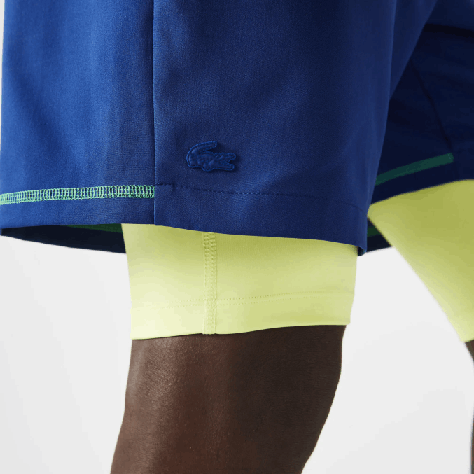 azul llamativo amarillo blanco 8q6 VVL0A1544 hombres Lacoste shorts deportivos a capas