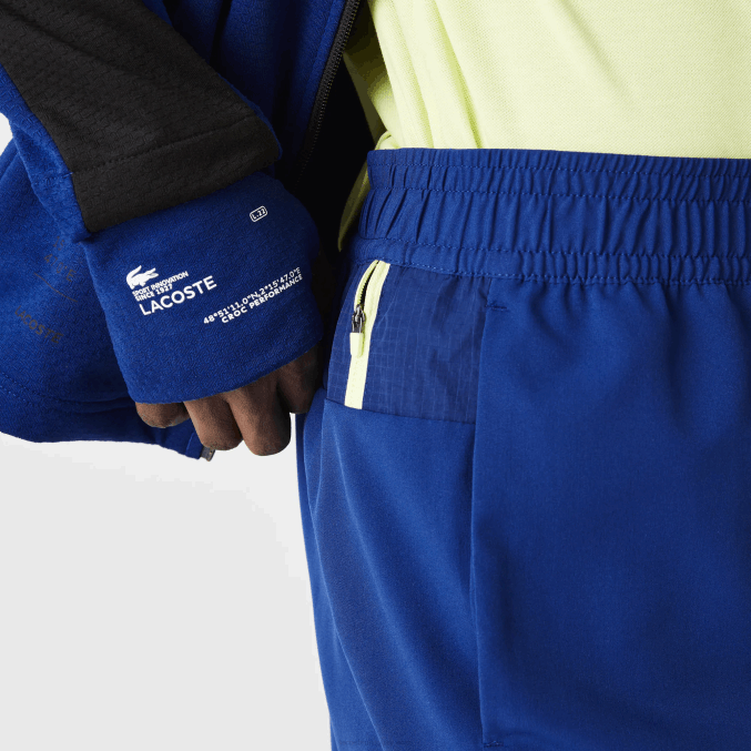 azul llamativo amarillo blanco 8q6 VVL0A1544 hombres Lacoste shorts deportivos a capas