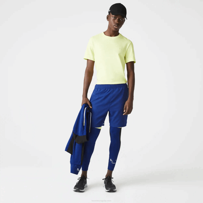 azul llamativo amarillo blanco 8q6 VVL0A1544 hombres Lacoste shorts deportivos a capas