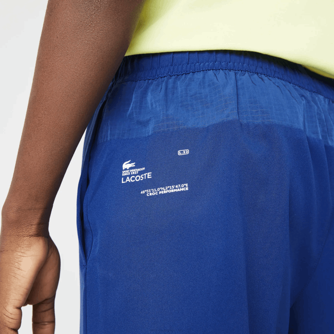 azul llamativo amarillo blanco 8q6 VVL0A1544 hombres Lacoste shorts deportivos a capas
