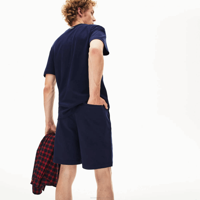 azul marino 166 VVL0A1619 hombres Lacoste Bermudas regular fit de gabardina de algodón