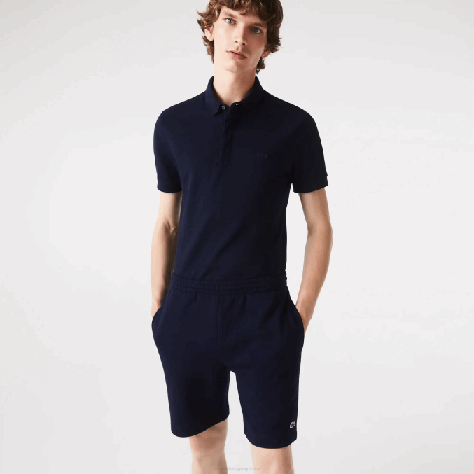 azul marino 166 VVL0A417 hombres Lacoste shorts de felpa de algodón orgánico peinado