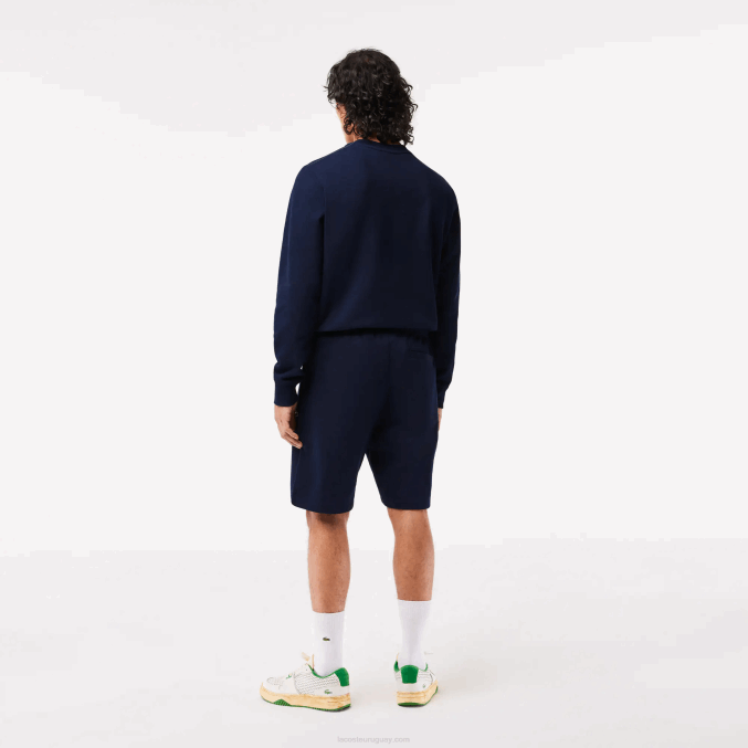 azul marino 166 VVL0A430 hombres Lacoste shorts de felpa de algodón sin cepillar