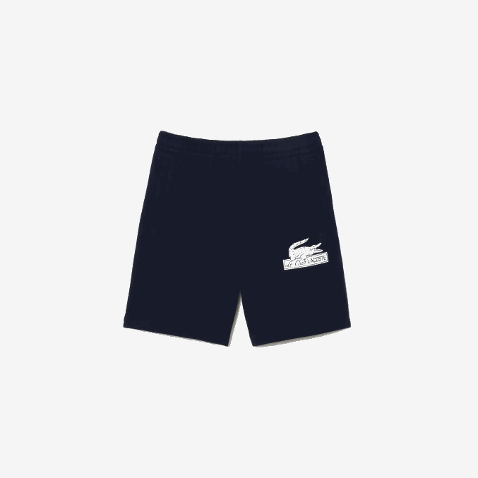 azul marino 166 VVL0A487 hombres Lacoste shorts de felpa de algodón orgánico sin cepillar