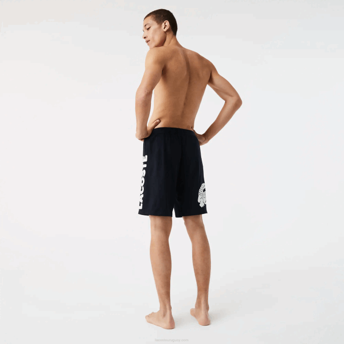 azul marino blanco 525 VVL0A1454 hombres Lacoste pantalones cortos de interior de algodón elástico con estampado de cocodrilo y la marca