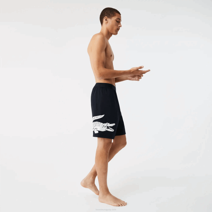 azul marino blanco 525 VVL0A1454 hombres Lacoste pantalones cortos de interior de algodón elástico con estampado de cocodrilo y la marca
