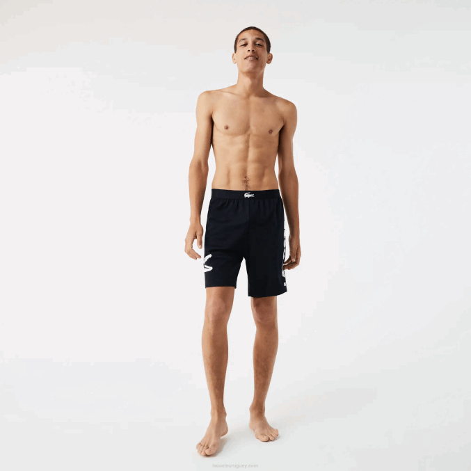 azul marino blanco 525 VVL0A1454 hombres Lacoste pantalones cortos de interior de algodón elástico con estampado de cocodrilo y la marca