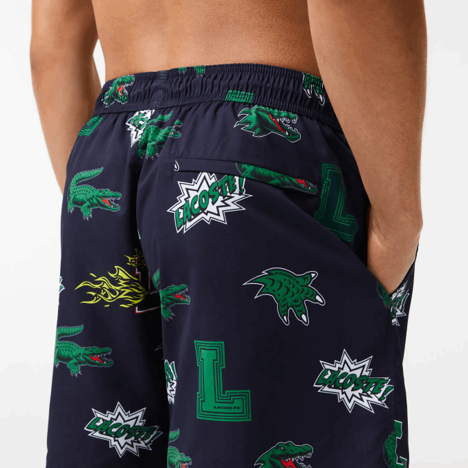 azul marino blanco qrn VVL0A1670 hombres Lacoste bañador con forro de malla
