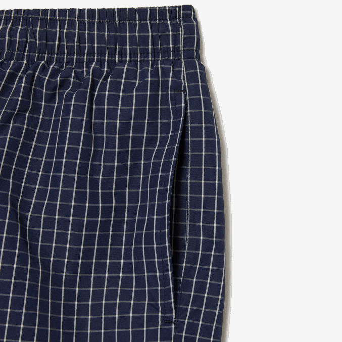 azul marino blanco xch VVL0A532 hombres Lacoste bañador a cuadros de poliéster reciclado